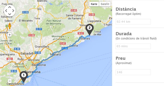 Mit dem Taxi von Barcelona nach Lloret de Mar